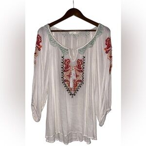 Spade & Heart Hagel Women Semi Sheer Blouse Boho Flowy Dainty‎ XXL Scoop Neck